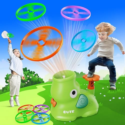 CPSYUB Juguete lanzador de disco volador para niños de 3, 4, 5, 6, 7, 8 años, juego de captura de mariposas de elefante, actividades al aire libre,