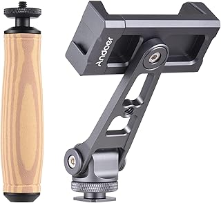 XIBANY Suporte de telefone multifuncional Braçadeira para telefone Montagem em tripé Liga de alumínio 360° Rotativo com suportes duplos para sapata fria Substituição de alça extra para