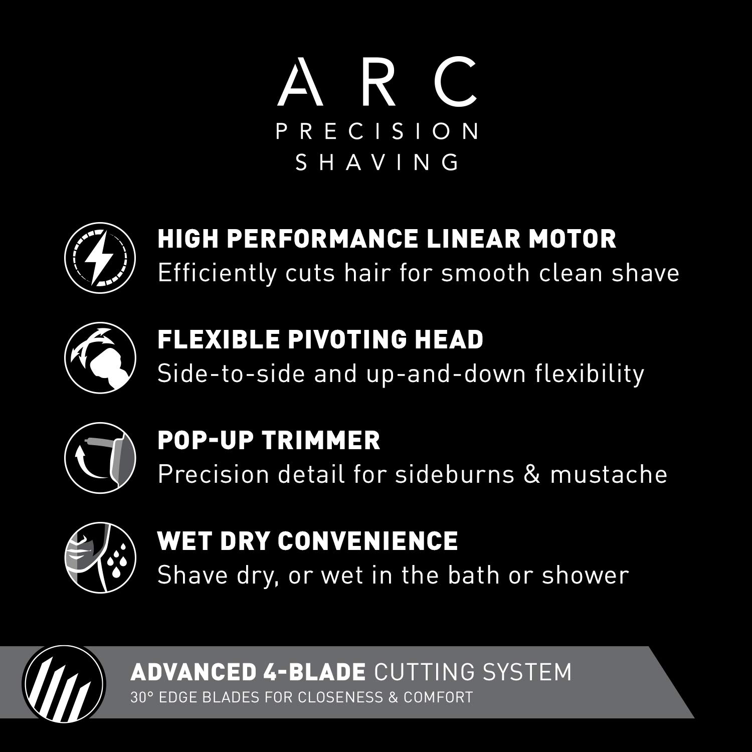 Panasonic Electric Shaver and Trimmer for Men, ES8243A ARC4, Wet/Dry with 4 Blades and Flexible Pivoting Head