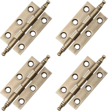 Quluxe 2" Door Hinges, Square Hinge, Antique Brass Hinges for Cabinet Doors Dresser Drawer Closet with Screws- Bronze Pack of 4