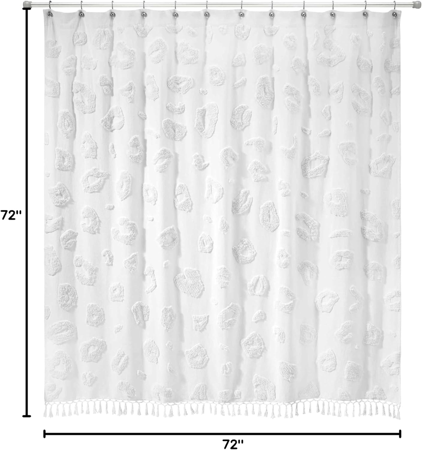 Nicole Miller - Shower Curtain, Woven Curtian with Tassel Trim, Dorm Room Essentials, Animal Printed Bath Decor (Celina Cream, 72")