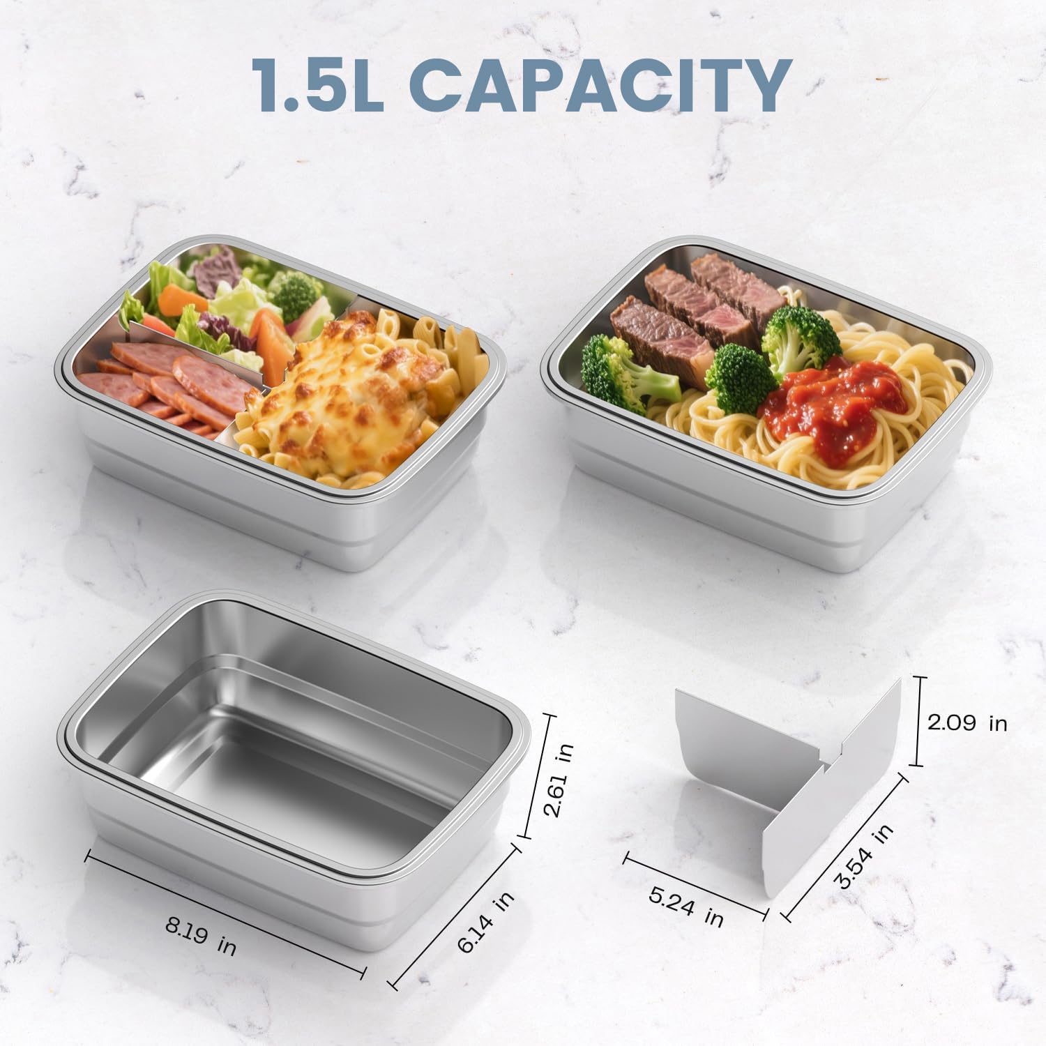 Electric Lunch Box For Adults - Rechargeable 75W Self-Heating Food Warmer with 1.5L Stainless Steel Container, Heated Lunch Box For Office, Picnic, Car & Outdoor Use(Silver) - Image 5