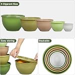 Greentainer Plastic Mixing Bowl Set with Lids for Kitchen, Nesting Storage Bowls for Baking, Prepping,Cooking and Serving Food, Dishwasher, Microwave Safe,Great for Mixing & Serving (5pcs Green)