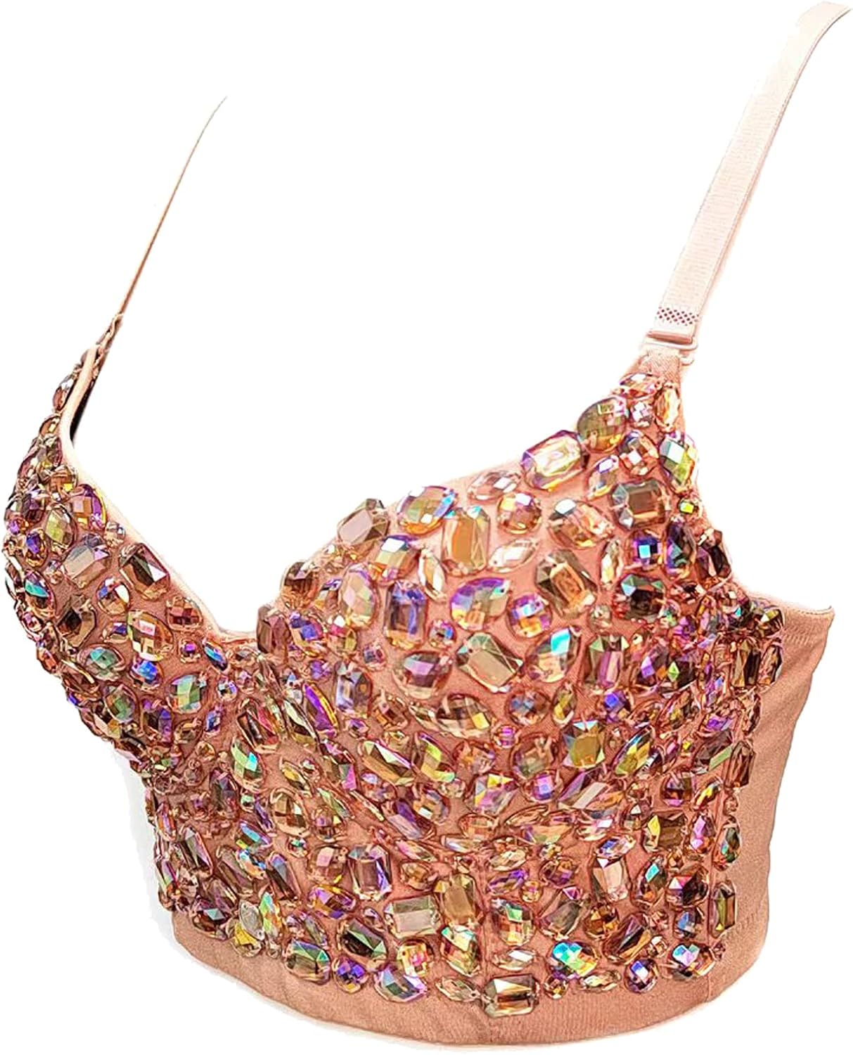 Women's Bustier Crop Top Mesh Corset Top Push up Rhinestone Diamond Bra Club Party Vest - Image 2