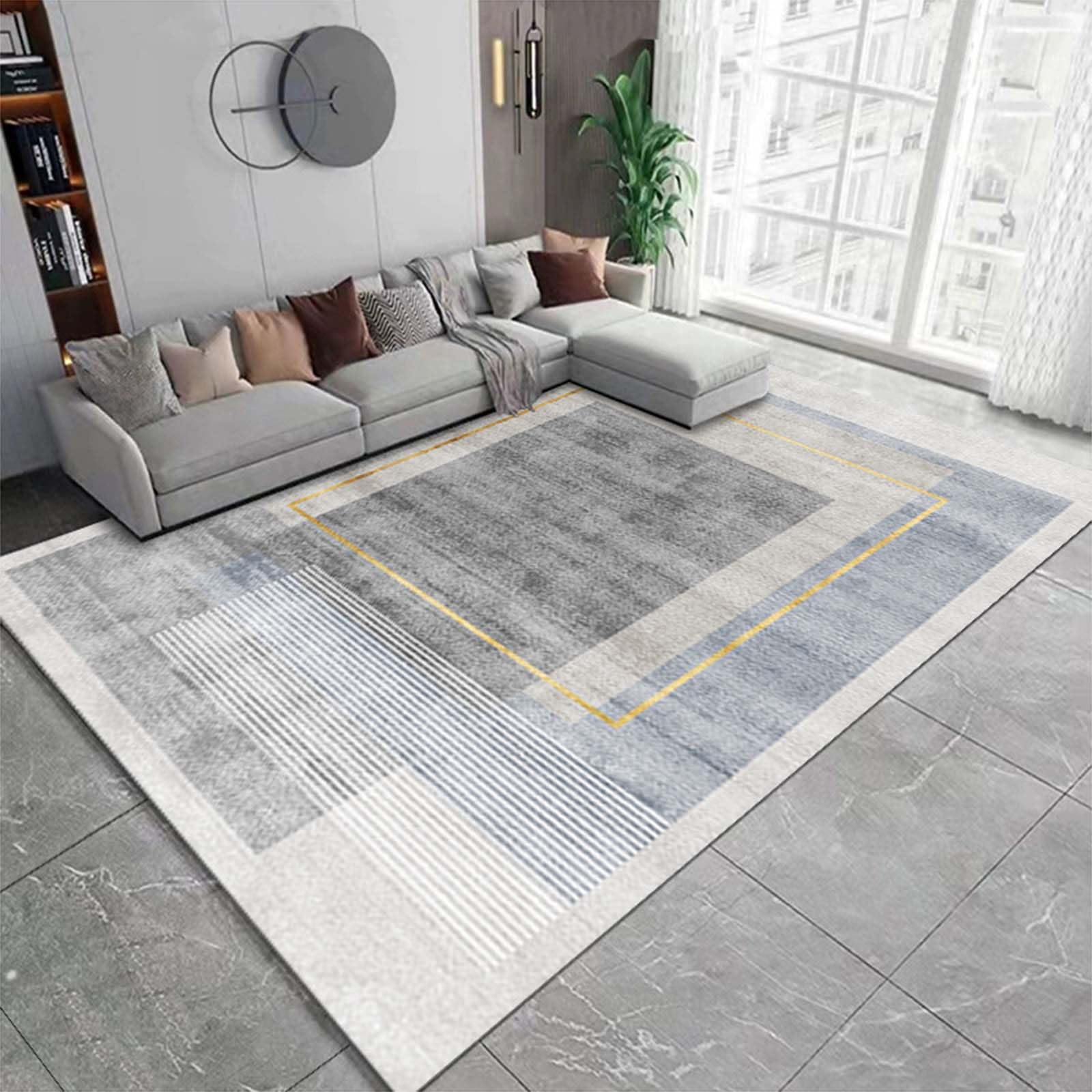 Living Room Rug Living Room Square Modern Cubic Washable Area Rug Abstract Soft Faux Short Pile Extra Large Area Rugs for Bedroom Dining Room Non Slip Non Shedding Rug,E,160CM*230CM