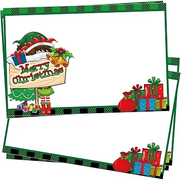 Well Tile 50 Pack Christmas Elf Notes North Pole Elf Christmas Cards 4x6 Inch-Kids Magical Elf Letters Note Cards From Winter Holiday Kids Activities Favor