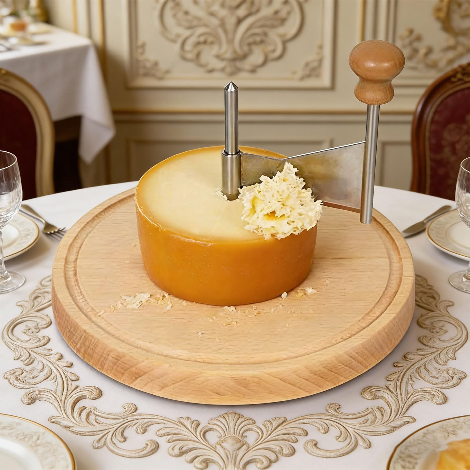 Rallador de Queso Giratorio con Soporte de Madera Antideslizante y Piezas extraíbles para Limpieza rápida, para Amantes del Queso y Chefs Expertos, Accesorio para Platos de Fiesta