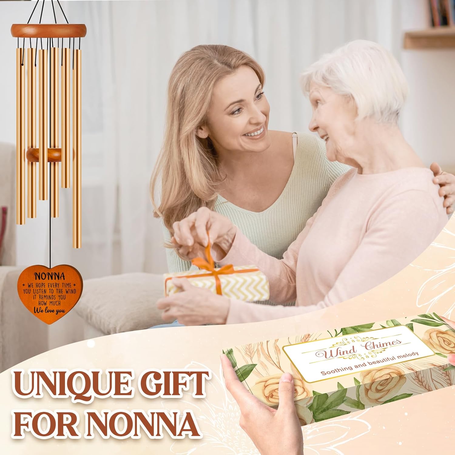 Nonna Gifts, Gifts for Nonna, Nonna Birthday Gift for Grandma from Grandkids, Nonna Wind Chimes for Birthday Thanksgiving Christmas Mothers Day, Best Nonna Present Gift Ideas - We Love You