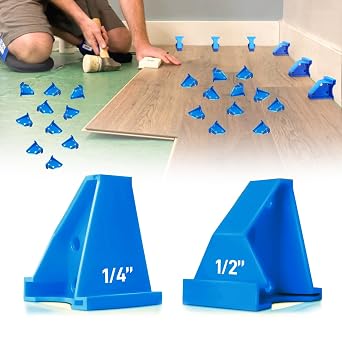 NAACOO 40Pack Flooring Spacers, 1/4 Gap & 1/2 Gap, Laminate Wood Flooring Tools Use for Vinyl Plank, Engineered Hardwood, Bamboo, LVT, Subfloor Panels.