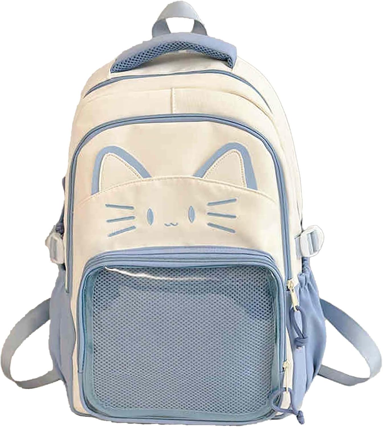 Kawaii Cat Ita Bag Backpack with Pin Badge Display Stylish Travel Bag for Women, Lightweight Design for Fashion Lovers (Brown)