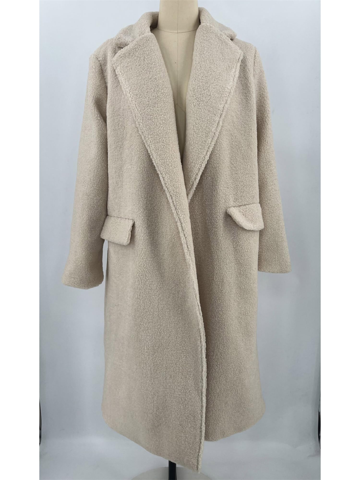 Générique Femmes en peluche manteau Flip - neck patch long patch fausse fourrure chaude veste d'hiver manteau bouton