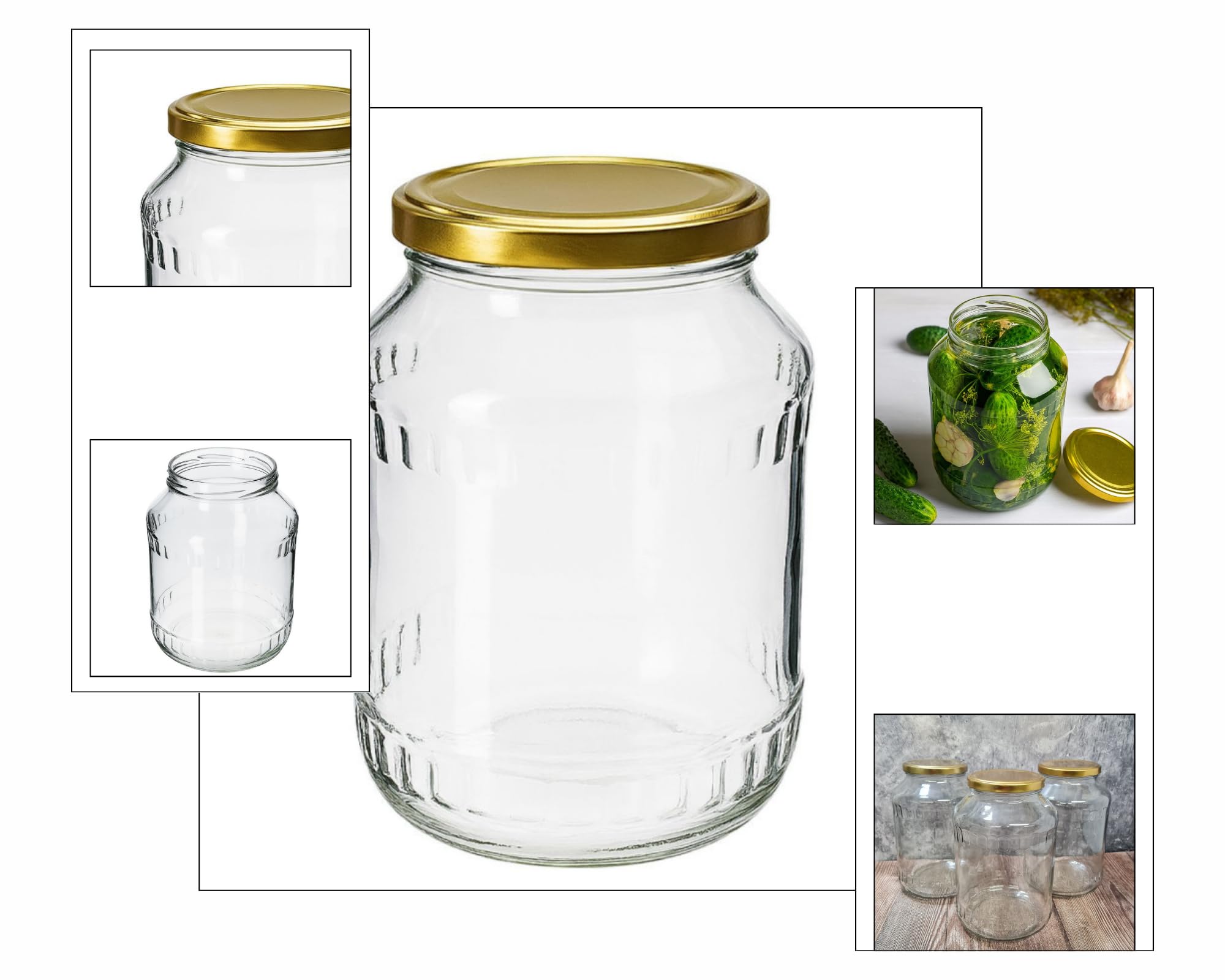 made in home - Einmachgläser 1,5 Liter Set – 1500 ml Schraubgläser mit Deckel Gold TO 82 – große Vorratsgläser/Sturzgläser/Marmeladengläser zum Einkochen & Befüllen (18)