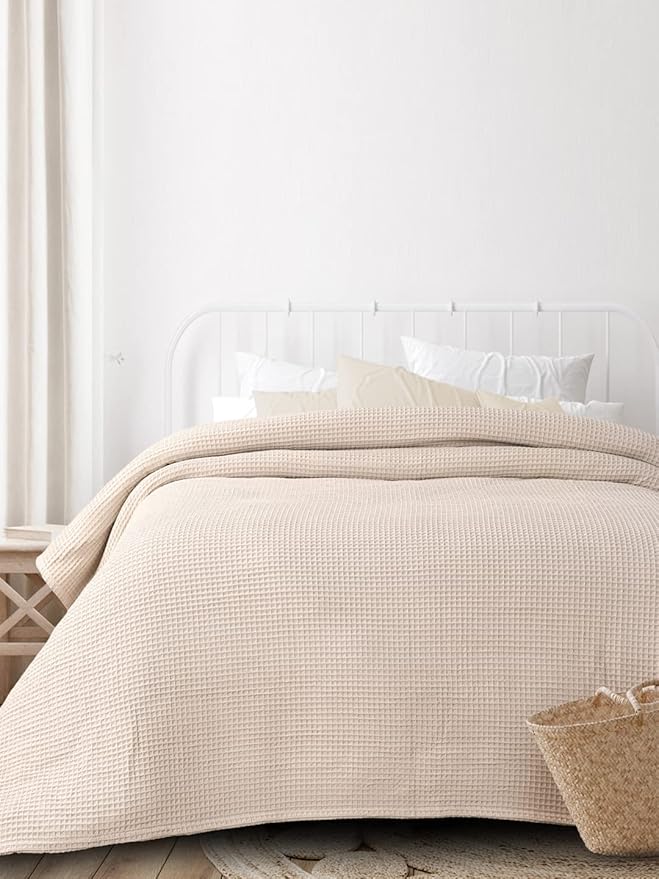 AVI Living Waffle Cotton Blanket | Beige | 90