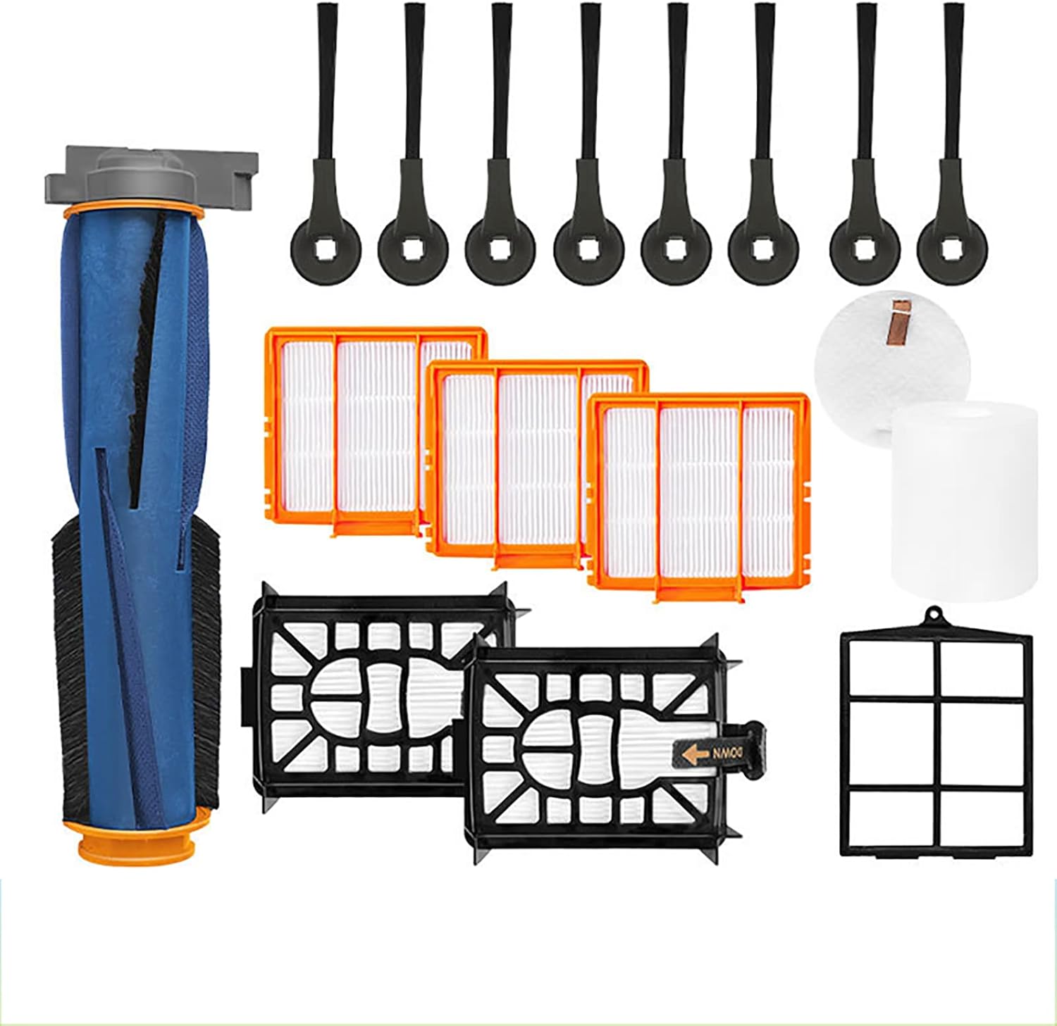 Robot Vacuum Replacement Parts Accessories Kit, Main Brush Filters (HEPA, Cotton, Foam), Side Brush, Compatible with Shark AV2501AE/AV2501S/RV2502AE/RV2520AE/RV2610WA AI Robot Vacuum Cleaners