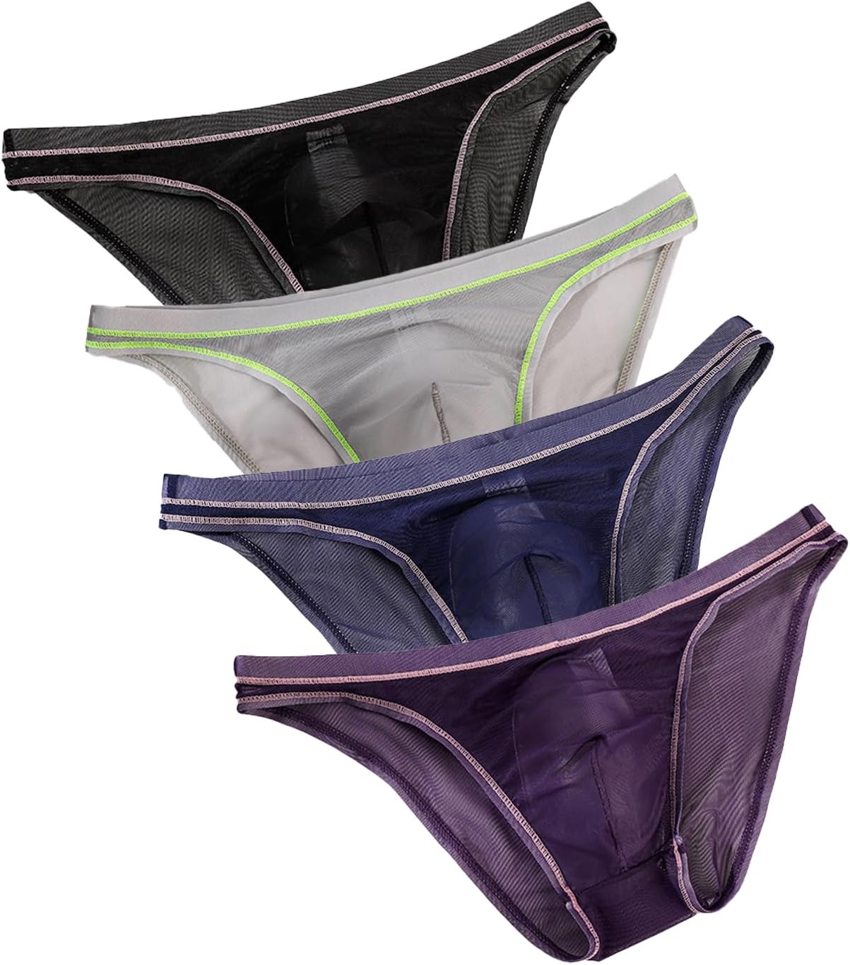 Faringoto Sexy Mens See Through Mesh Lingerie Gay Sissy Bulge Pouch Briefs Ultra-Thin Underwear