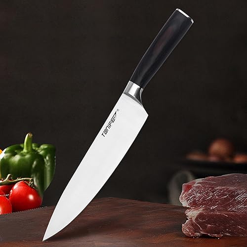 Miniatura 6 de TONIFE Cuchillo de chef de 8 pulgadas, acero inoxidable de alto carbono, resistente a la corrosión, cuchillo de cocina de cocina - KK3003
