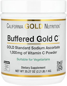 California Gold Nutrition Buffered Gold CTM, Non-Acidic Vitamin C Powder, Sodium Ascorbate, 2.2 lb 1 kg