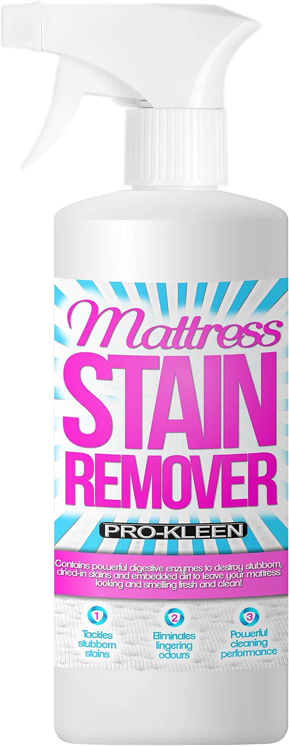 Pro-Kleen Mattress Stain Remover and Cleaner With Odour Neutraliser Removes Stains Caused by Urine, Blood, Vomit and Faeces 500 ml