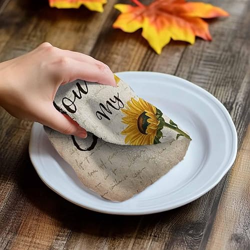 Miniatura 4 de Toallas de cocina rústicas de girasol, papel de periódico retro marrón rústico de microfibra absorbente para platos de cocina, toalla de baño de