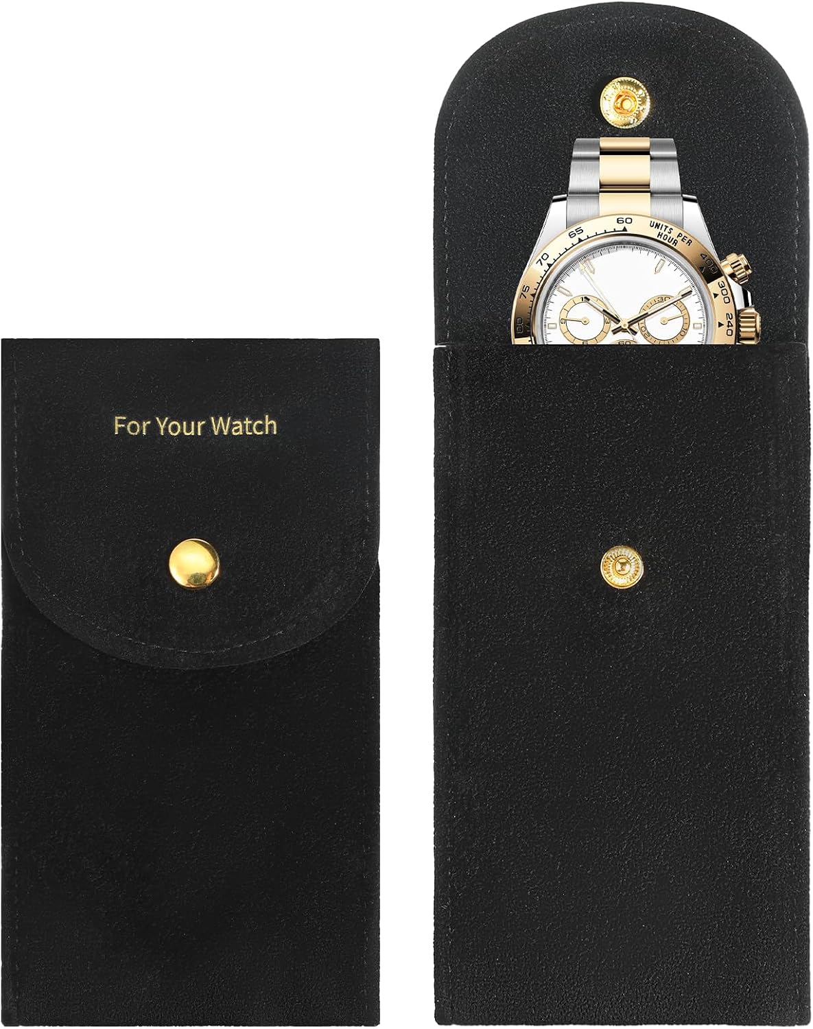 Velvet Watch Pouch 2Pcs, Portable Flannelette Travel Watch Case Storage Bag | Flannelette Watch Storage Bag for Men and Women, Single Pouch with Snap Button, Scratch-Proof Protective Organizer