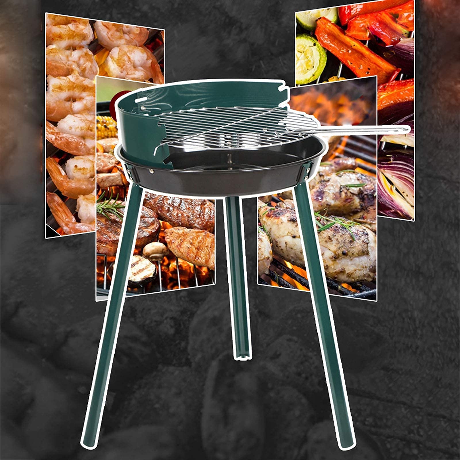 Griglia per barbecue all'aperto per braciere, griglia per barbecue per braciere BBQ portatile per picnic con reticolo di cottura Griglia per barbecue in acciaio inossidabile con supporto, pieghevole