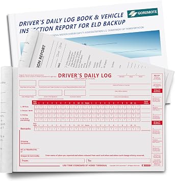 ELD Backup Driver Daily Log Book & Drivers Vehicle Inspection Report | with Daily Recap, 2-Ply Carbonless, 16 Sets of Forms per Log Book 2 in 1 for Truck Drivers, 5.5" x 8.5", 1 Pack