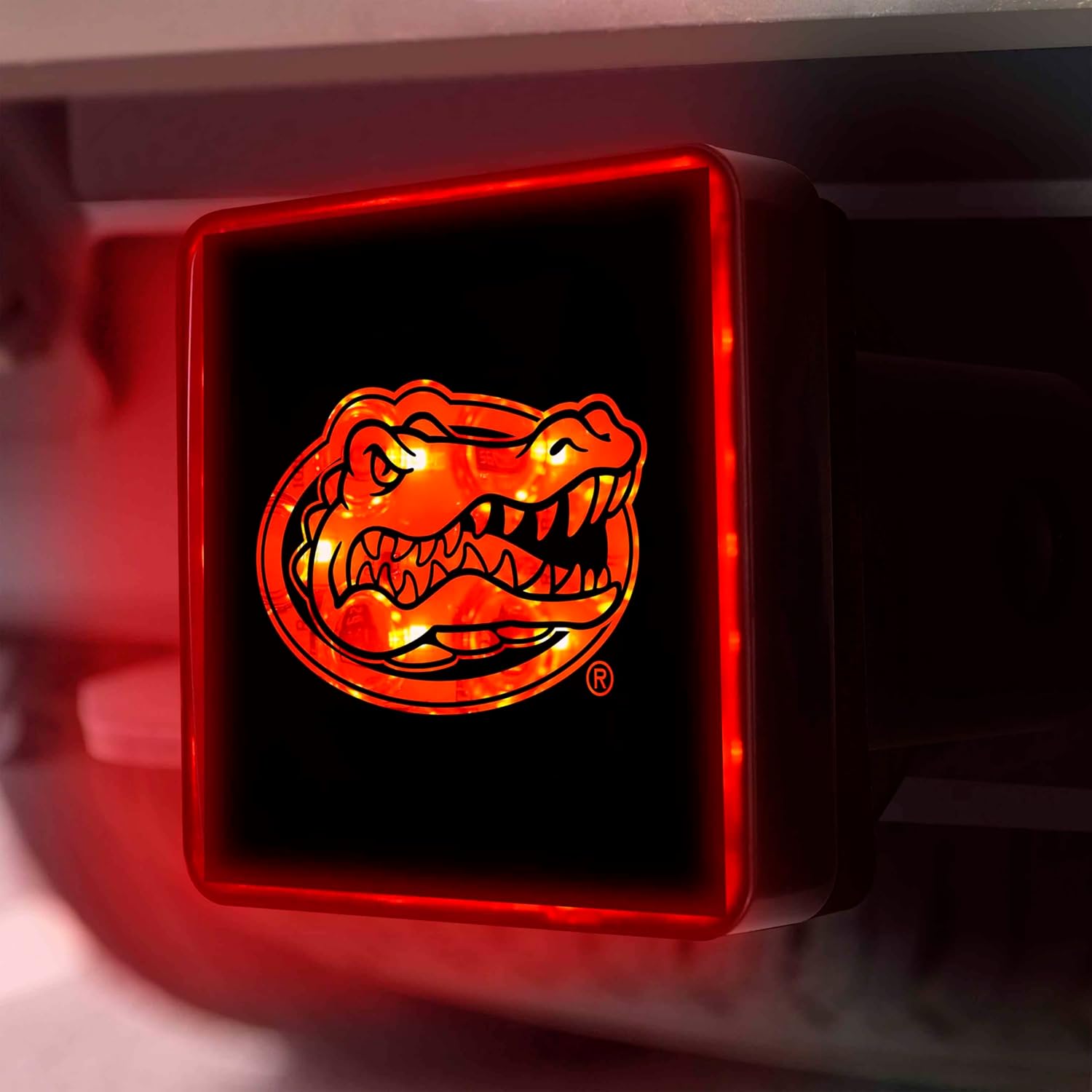 FANMATS University of Florida Light Up Hitch Cover | Black | Fits All 2 in. Class III hitches | Gator Head Primary Logo