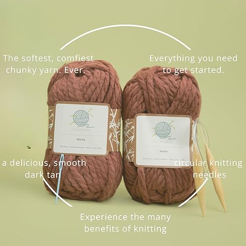 Miniatura 9 de mindfulknits Kit para aprender a tejer  Tejer un gorro grueso  Agujas de tejer, aguja de hilo y hilo acrílico grueso para tejer  Dulce