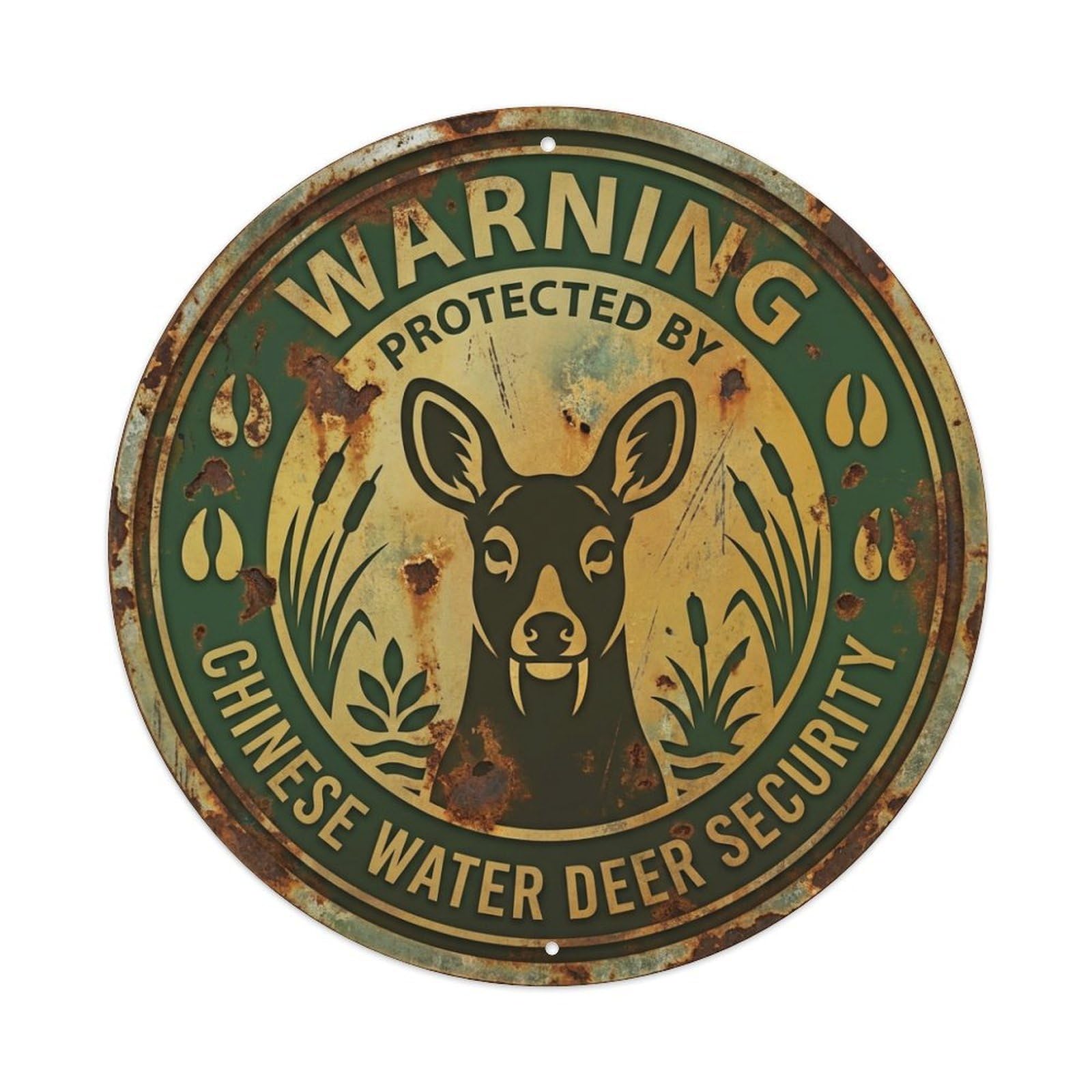 Chinese Water Deer Security Warning Wildlife Metal Tin Sign
