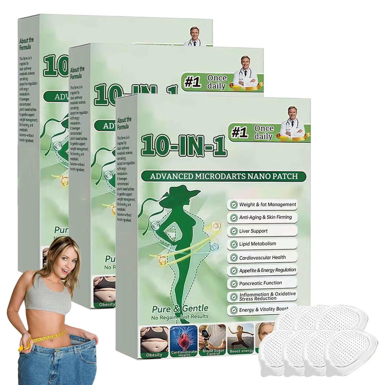 Moringa Berberine X Nad Patches, 2026 Upgraded Moringa 10-in-1 Nano Microdarts Patch, Firming Skin, Natural Skin Care Patchs for Women and Men, Gentle Formula for All Skin (3 boxes)
