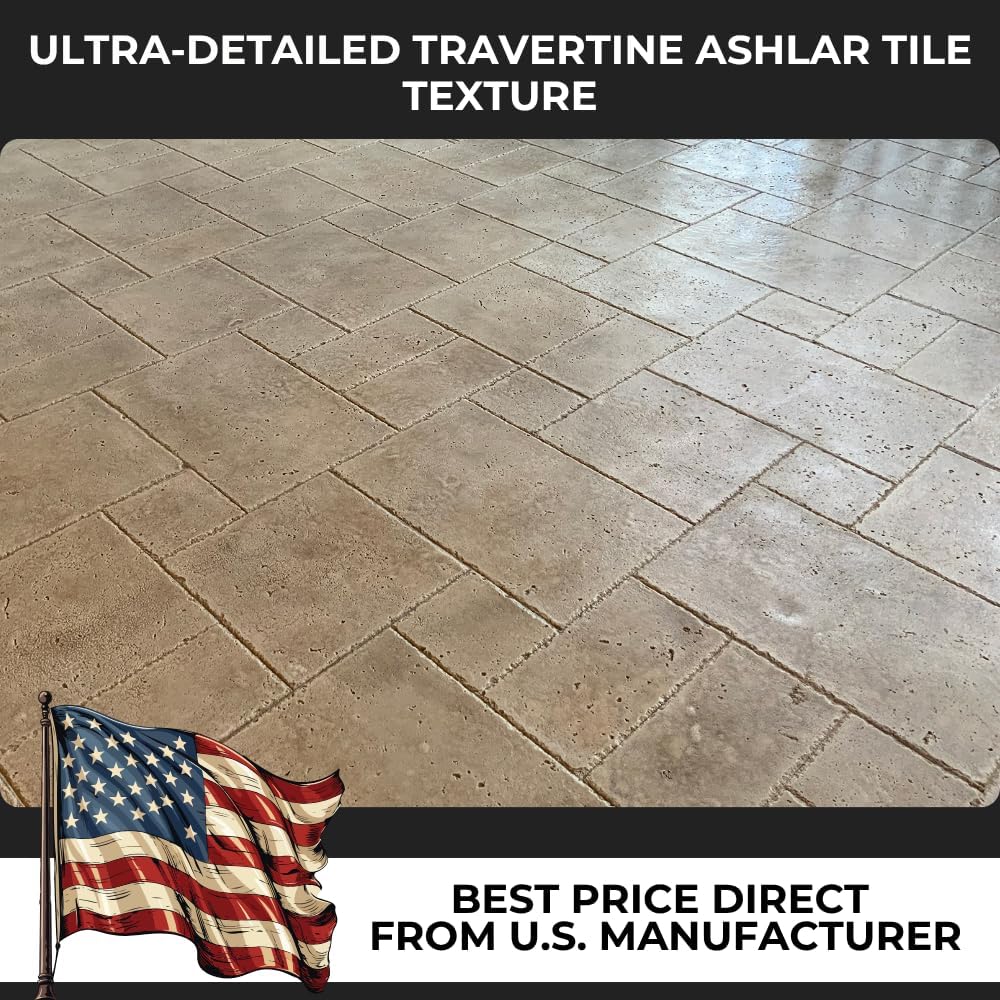 Travertine Ashlar Tile Concrete Stamps Set of 11 | Made in USA | 32" x 24" | Durable Rigid & Flexible Mats for Driveways, Walkways and Patios – SM 6000/S-11