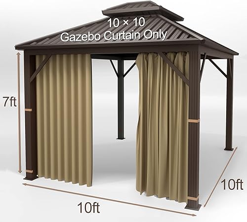 Miniatura 2 de Gazebo - Cortina de privacidad de repuesto universal  Hugline de 10 x 10 pies, panel de privacidad para exteriores con cremallera (caqui)