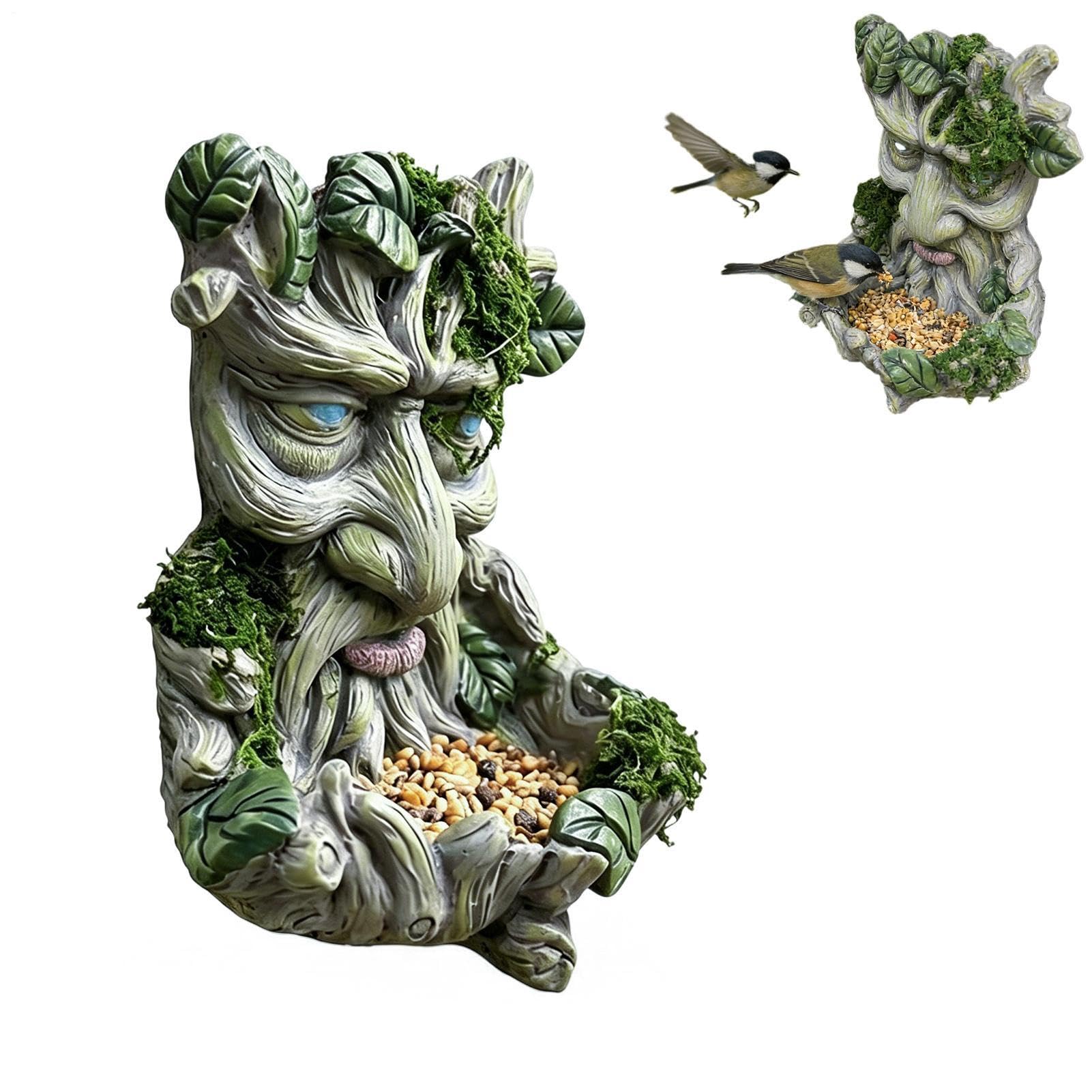 para pájaros con Cara de árbol – Escultura de máscara de guardián del Bosque de Resina 3D de 5,12 Pulgadas, Acento artístico de jardín Resistente a la Intemperie, Unidad de decoración colgant