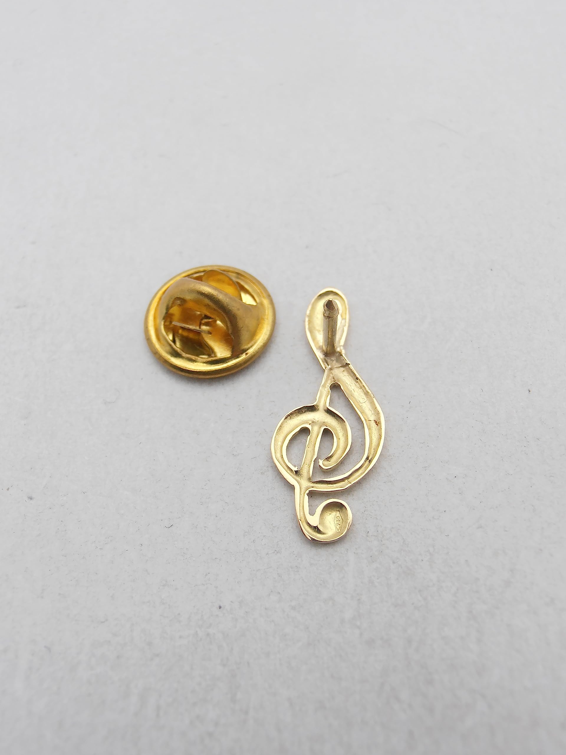 Chiave di Violino : Spilla da giacca in Oro Giallo 18 Kt (750 millesimi) - Sol - Musica - Musicista