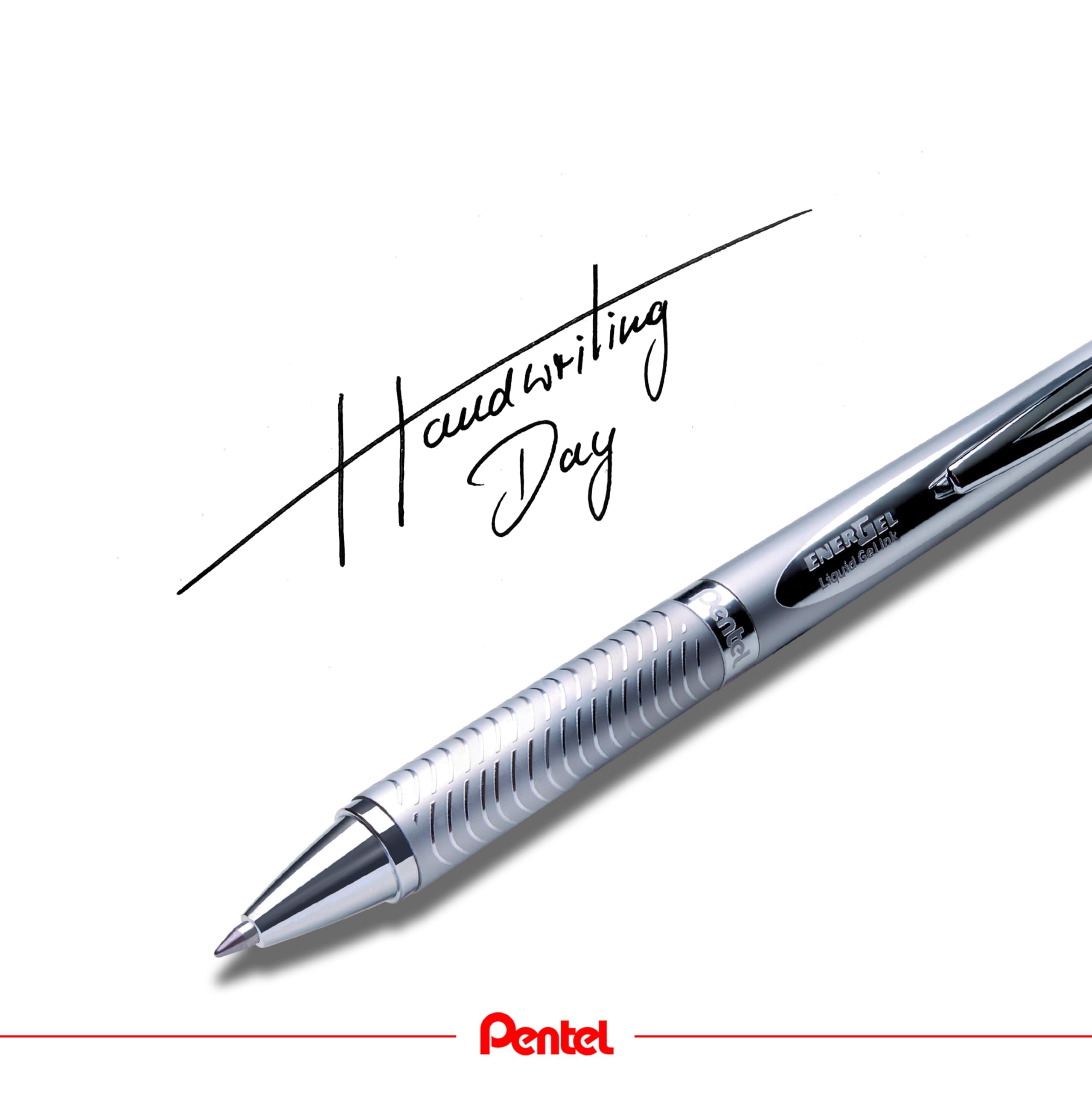 Pentel EnerGel Sterling BL407 A 0, mm, meccanismo A pressione, inchiostro Gel-Penna con rivestimento in metallo, colore: nero