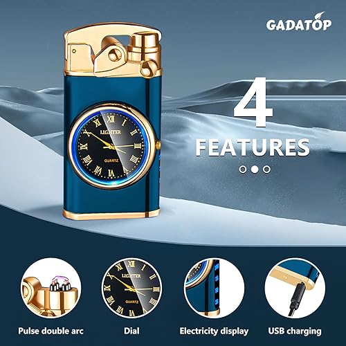 Vista 19 de GADATOP Encendedor eléctrico recargable, encendedor creativo personalizado por USB, encendedor mecedor, resistente al viento, encendedor sin llama