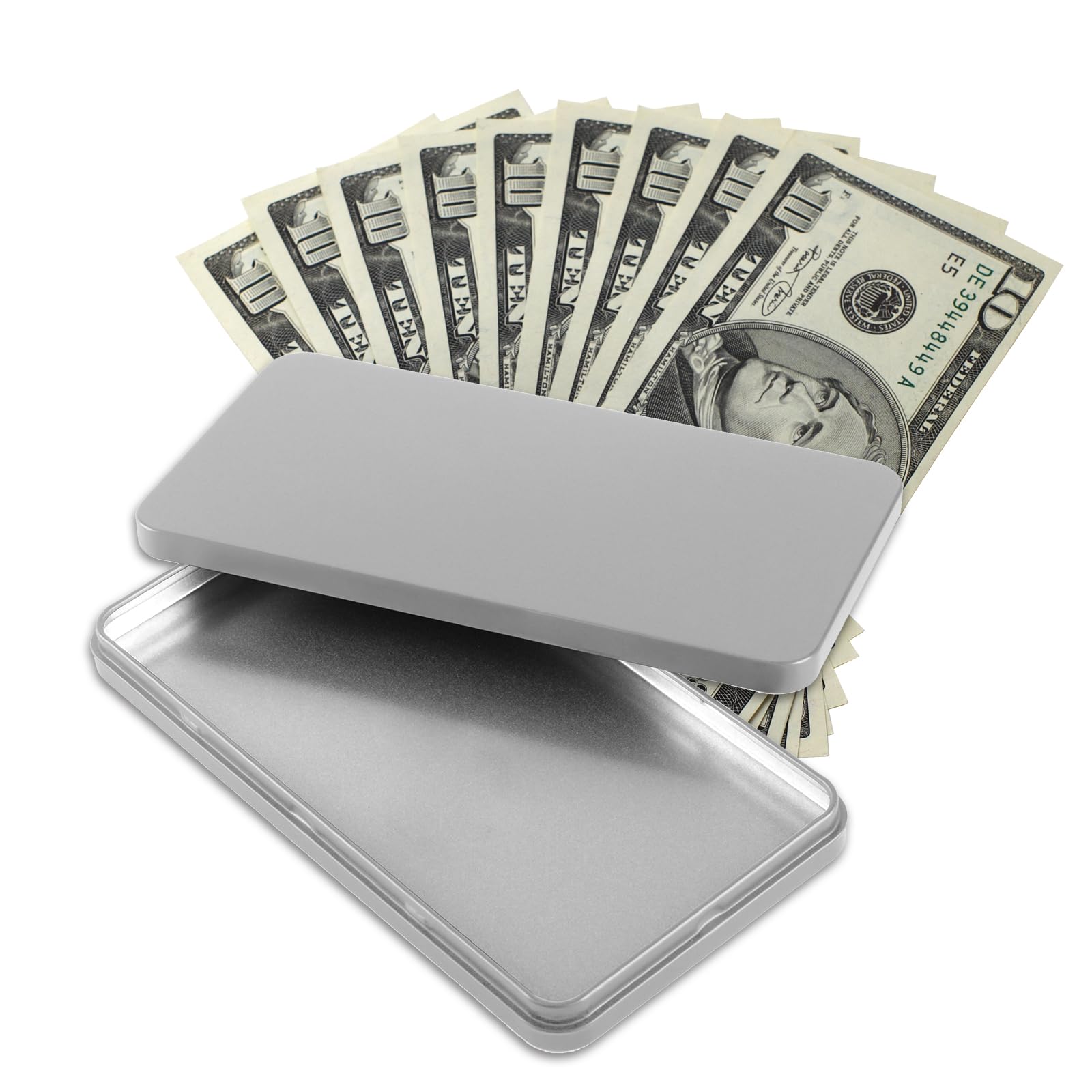 ANMOO 4Pcs Metal Cash Box Paper Money Box For Cash Coin Rectangle Single Row Currency Tray 17cm Money Organiser With Lid - Image 4