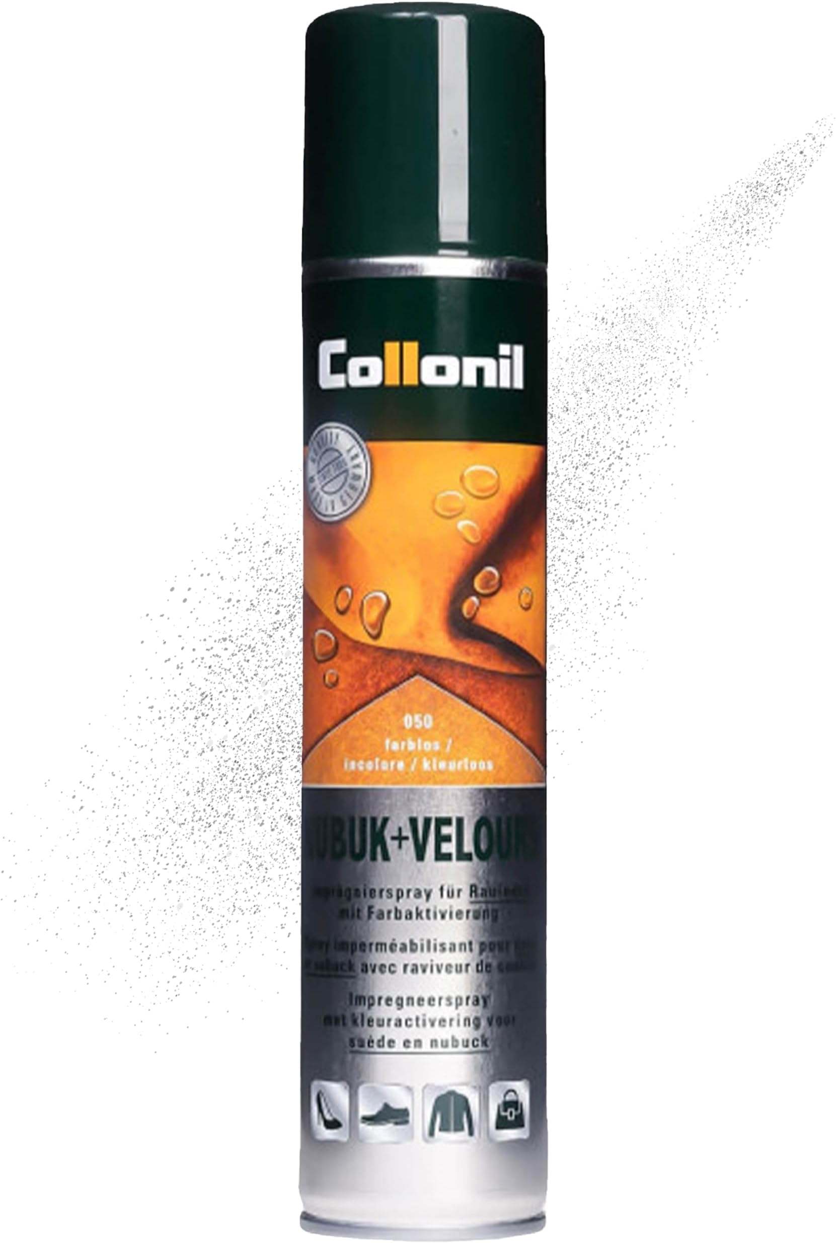 Collonil Nubuk + Velours Spray 6.76 fl oz – Colorless - Suede & Nubuck Shoe Protector Spray – Waterproof Spray for Shoes & Boots – Water Repellent for Suede, Nubuck & Velours – Made in Germany