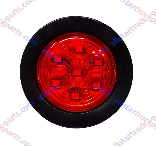Vista 25 de 8 PC 2" Round LED Light Side Marker Clearance [7 LEDs] [Rubber Grommet] [IP 67] for Trailers - 4 Red and 4 Amber