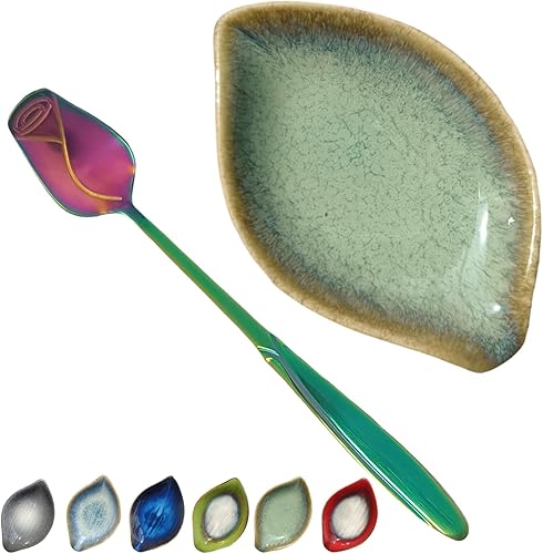 Soporte de cuchara de café y descanso para accesorios de barra de café, soporte de cuchara pequeña de hoja para estación de café, soporte de cuchara