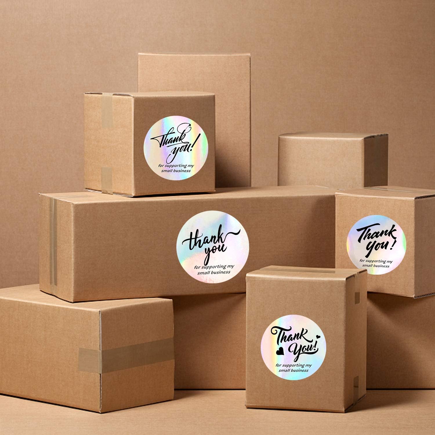 Padike 1.5" Thank You for Supporting My Small Business Stickers, 4 Designs, Highly Recommended for Small Business Owners and Online Sellers, 500 Labels Per Roll (Glitter Silver & Black, 1.5inch) image 5