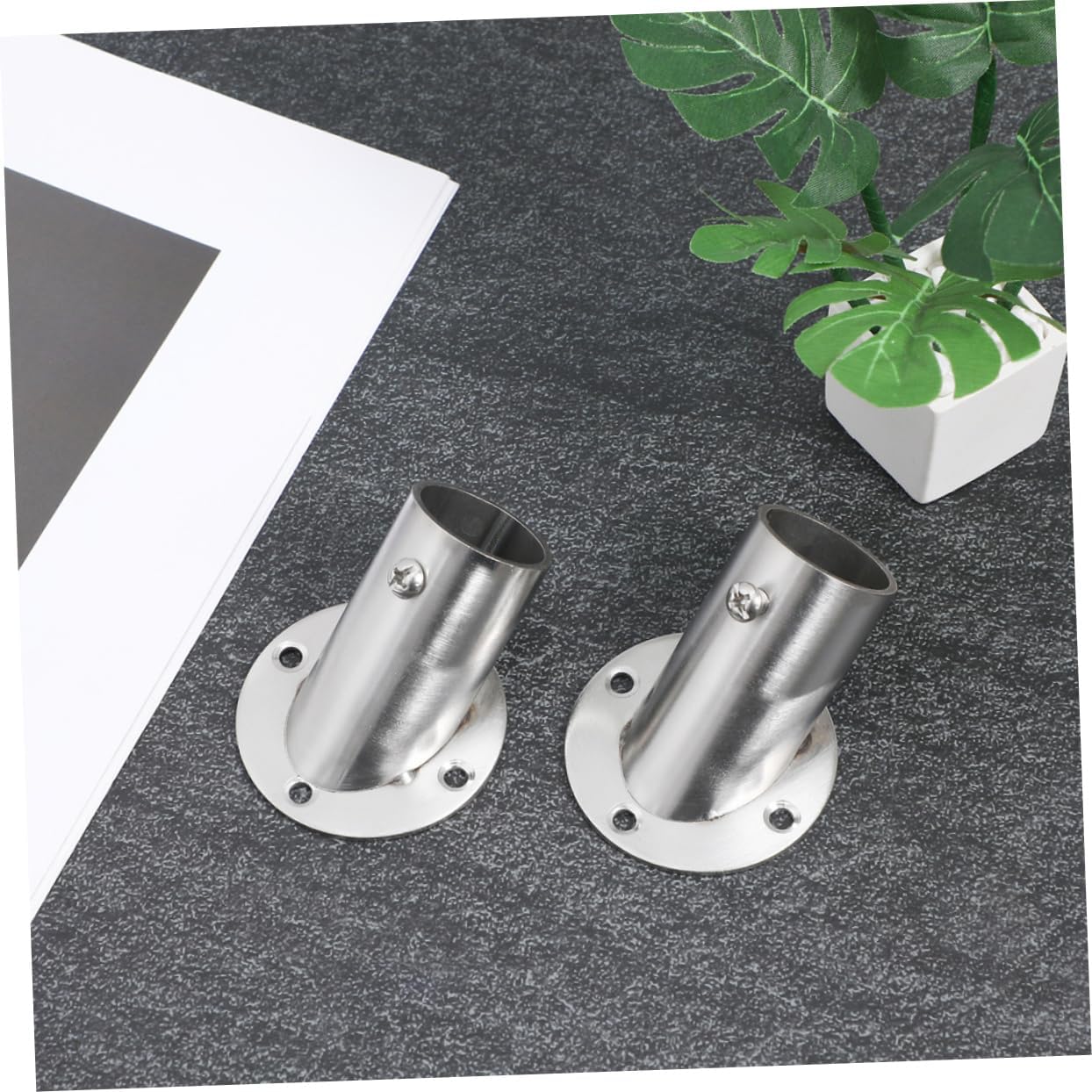 5pcs Shower Curtain Rod Holders Closet Pole Socket Rod End Support Bracket Sturdy Stainless Steel Easy Install