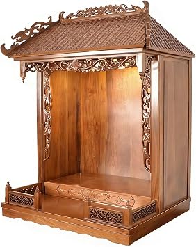 Wooden Shrine Altar Table with Shelf, Pooja Cabinet with Doors, Featuring Hidden Drawer Design, Eco-friendly Paint for Durability, Ideal for Ancestral WorshipWithout door,60cm/23.6in