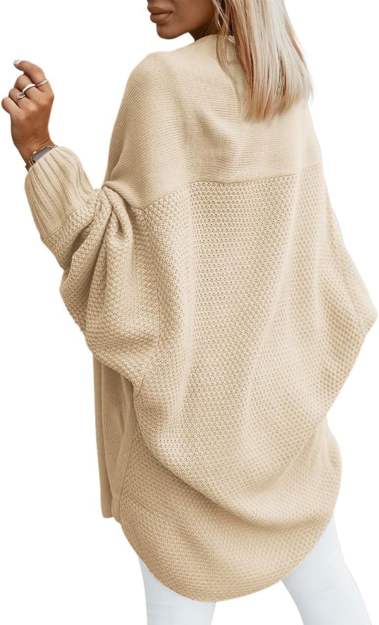 Miladusa Oversized Cardigans for Women Fall 2025 Trendy Open Front Batwing Sleeve Long Cardigan Sweaters - Image 3