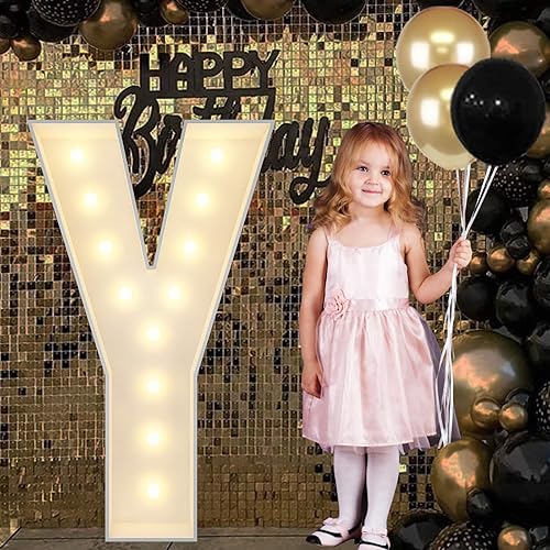 JoyBox Design Letras iluminadas de marquesina de 4 pies, letra de marquesina grande para baby shower, cumpleaños, compromiso, boda, decoración de