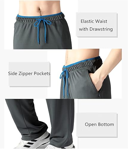 Miniatura 3 de Favmartha Pantalones deportivos para hombre con bolsillos con cremallera y parte inferior abierta pantalones deportivos para deportes trotar
