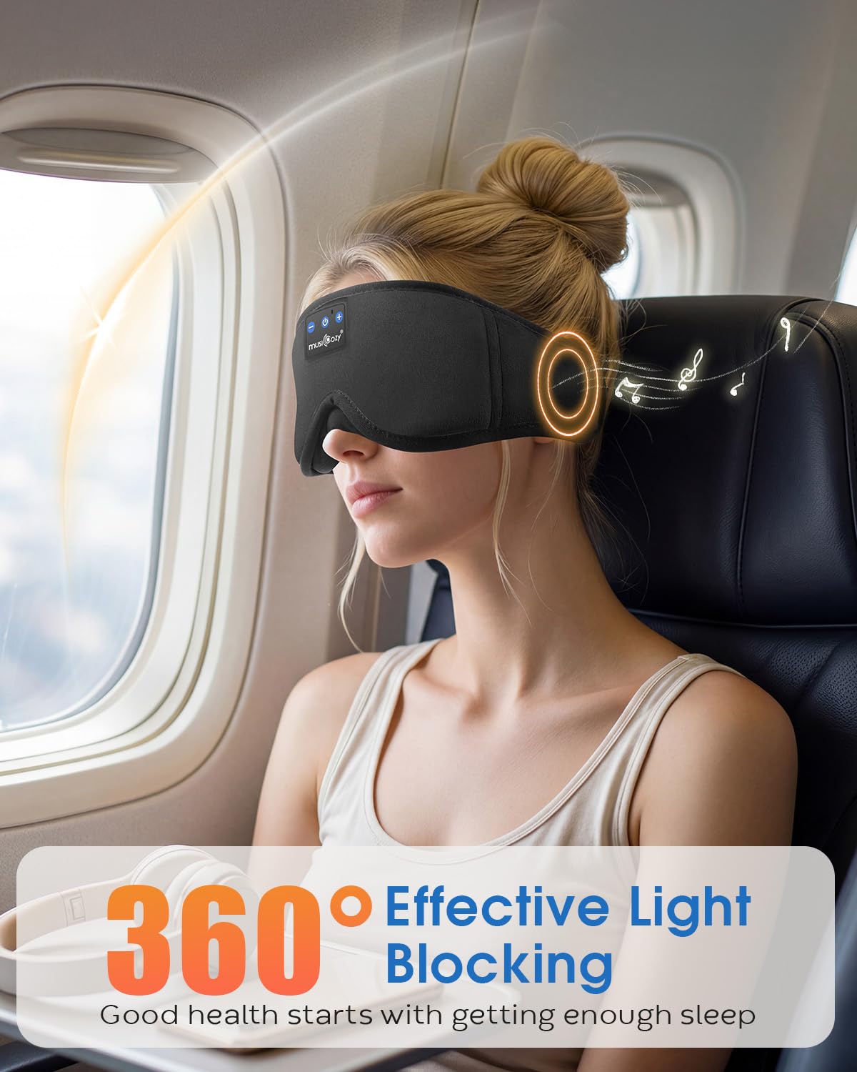 MUSICOZY schlafkopfhörer,100% Verdunkelung 3D Schlafmaske mit Kopfhörer zum schlafen,Weich schlaf kopfhörer mit Bluetooth V5.4 & 16 Stunden Spielzeit für Reisen/Nickerchen/Yoga/Meditation