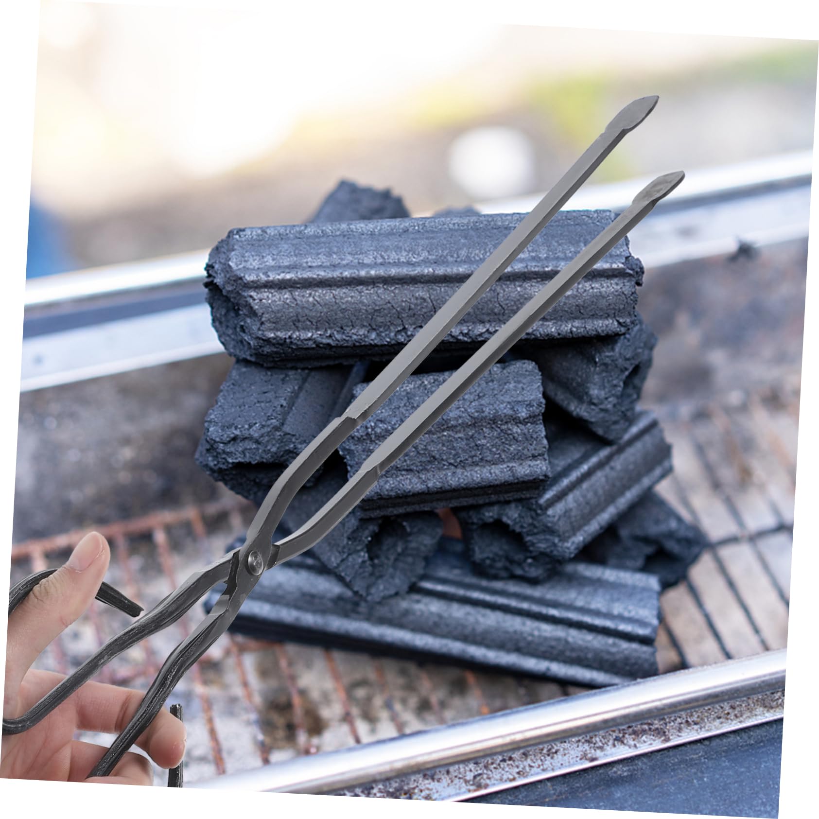 Toddmomy 2 Piezas Pinzas Largas de Hierro para y Herramienta Portátil para Barbacoa y Limpieza al Aire Accesorio Resistente para y Fogatas Domésticas