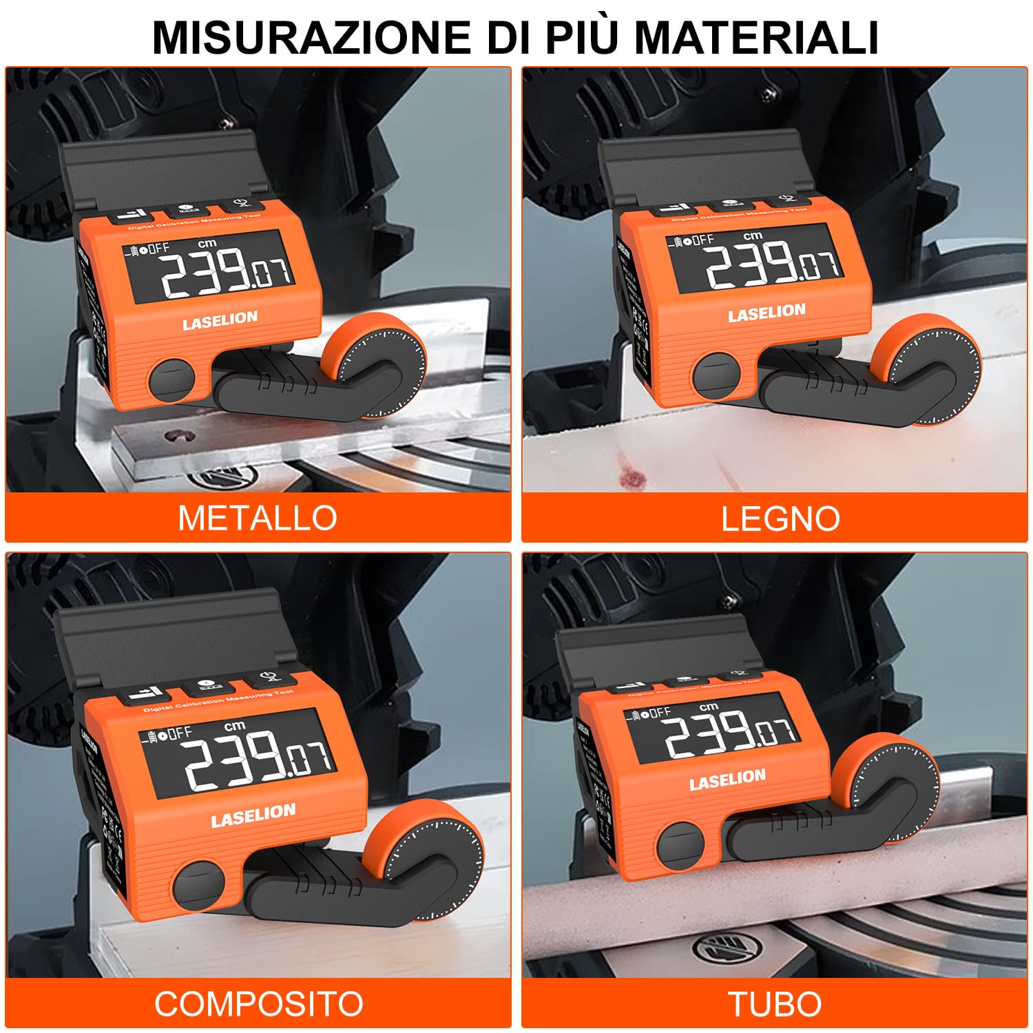 LASELION L1 Calibratore Digitale per Seghetto - Regolazione Spessore e Angolo Lama, Modalità Taglio Sinistra/Destra, Connettibile a Barriera per Seghetto, Unità m/ft