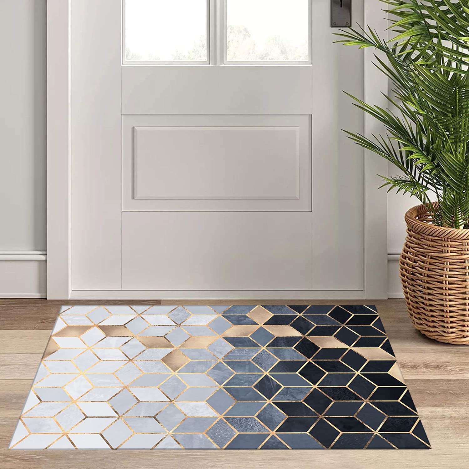 Rutschfester Teppichläufer für Flur und Küche, modernes geometrisches Design, langlebiges Material, geeignet für Wohnzimmer
